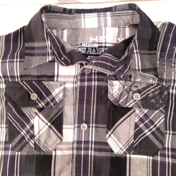 Helix boys M medium black button down graphic print - Picture 5 of 9